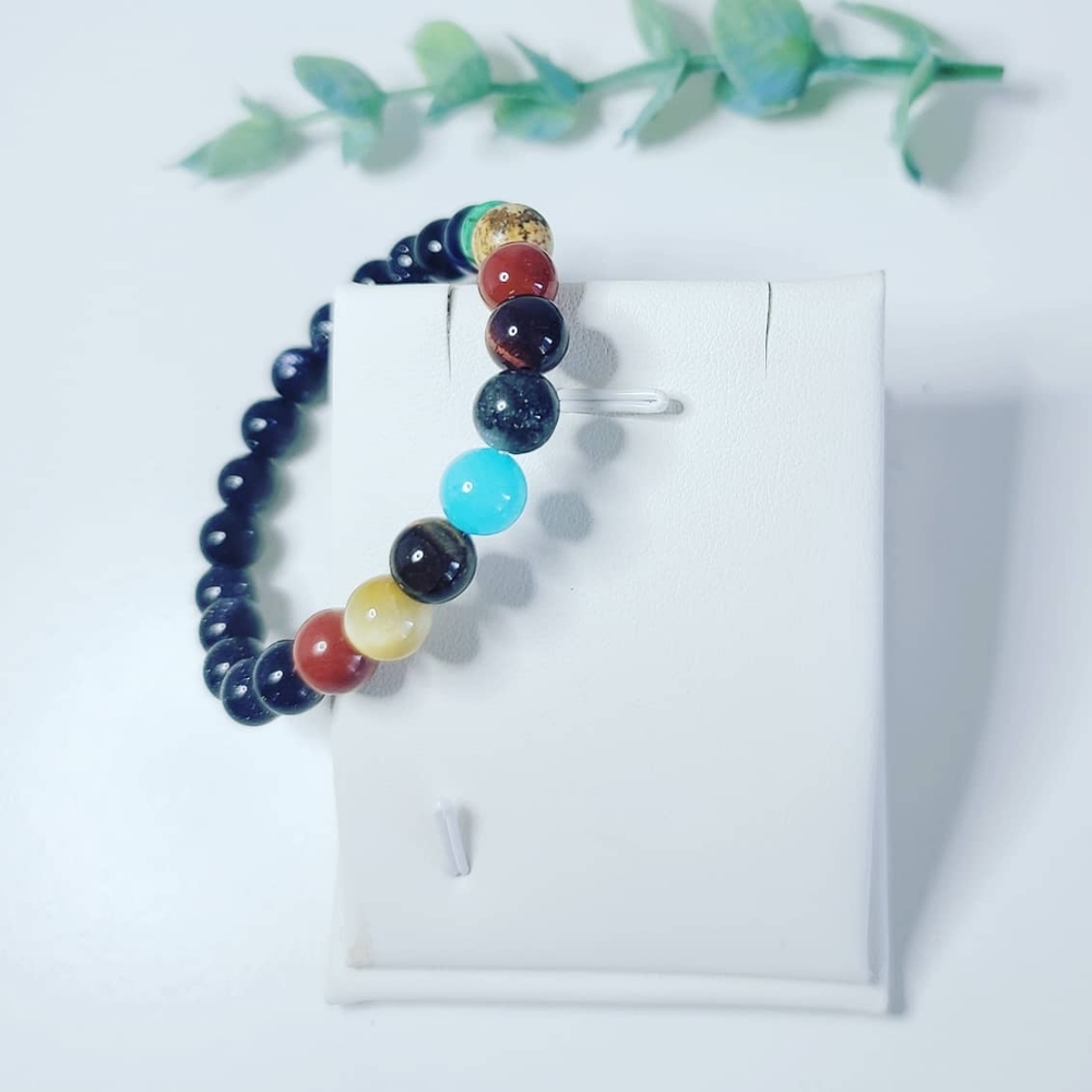 Solar Gallaxy Blue Goldstone and crystals bracelet